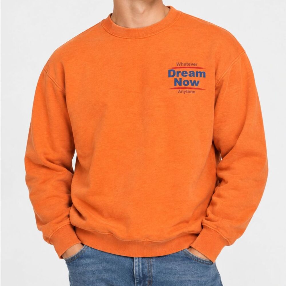 Zara Boys Orange "Dream Now" Graphic Sweatshirt Pullover Size 13-14